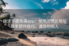 快速掌握岛遇app：使用习惯优化与效率提升技巧，遇岛创始人