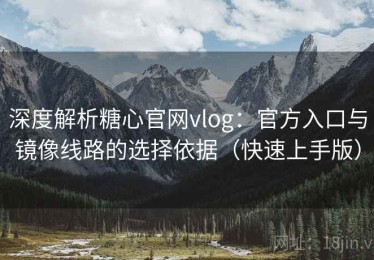 深度解析糖心官网vlog：官方入口与镜像线路的选择依据（快速上手版）