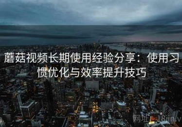 蘑菇视频长期使用经验分享：使用习惯优化与效率提升技巧