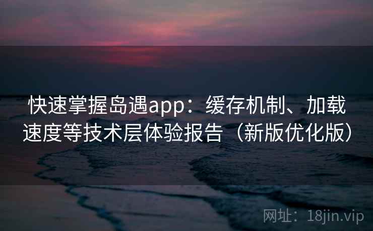 快速掌握岛遇app：缓存机制、加载速度等技术层体验报告（新版优化版）